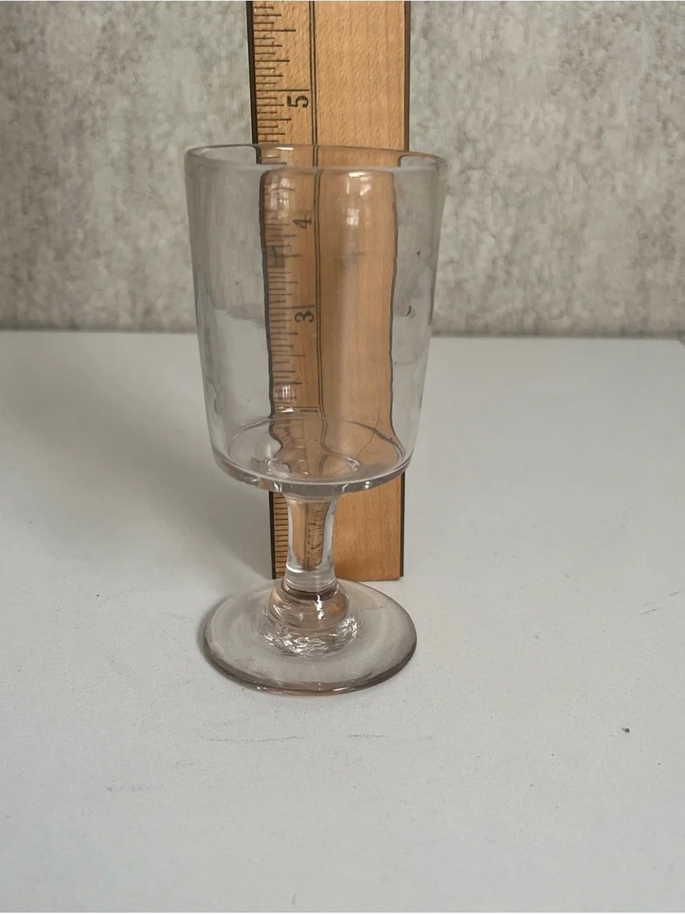 Vintage Mid Century Wine Glass Bistro Style Clear Short Stem 4.5”Dessert Glass 6